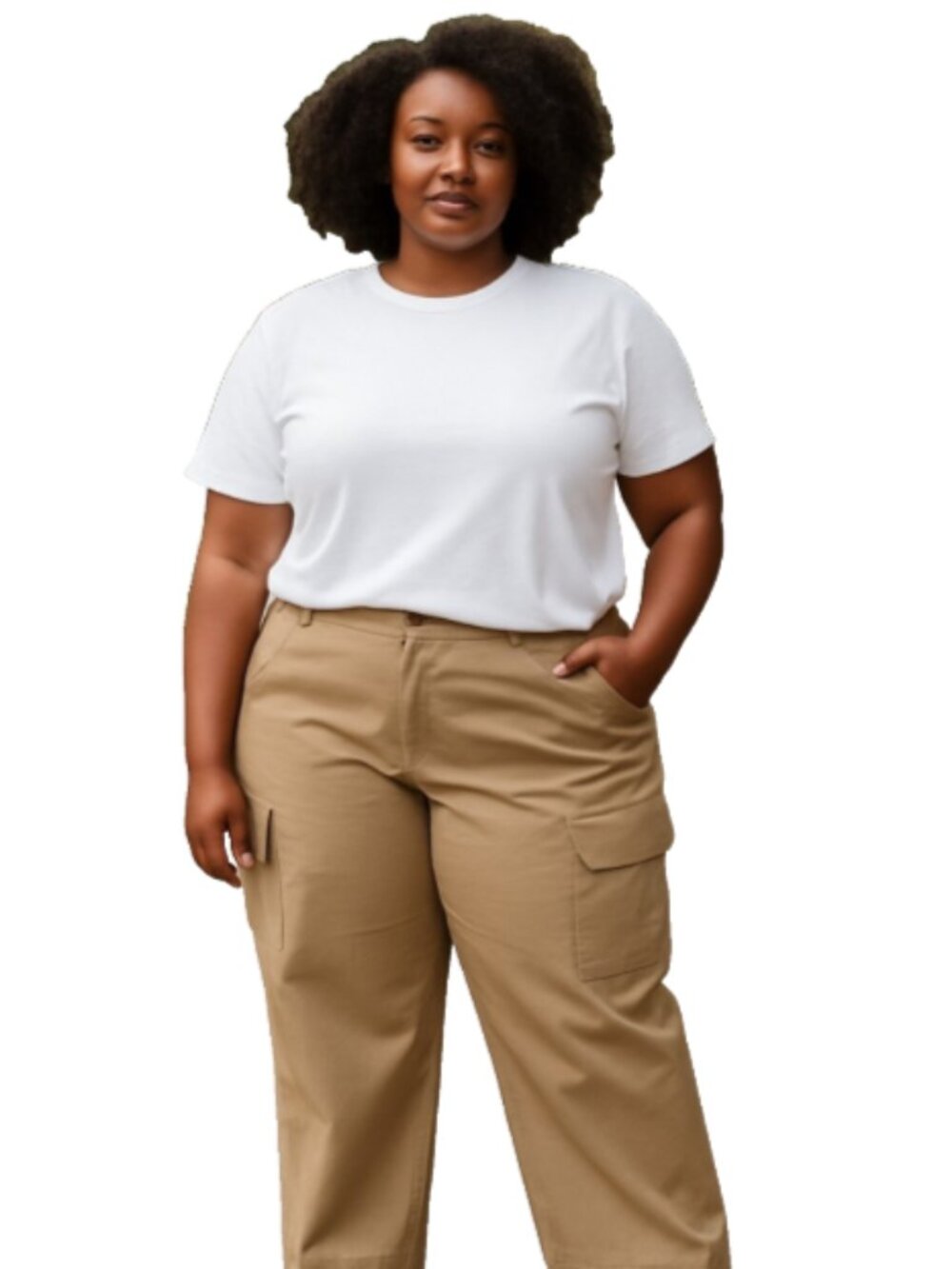 Edwards Plus Size 22W Tan Cargo Pants Hook-and-Loop Pockets Outdoor Utility